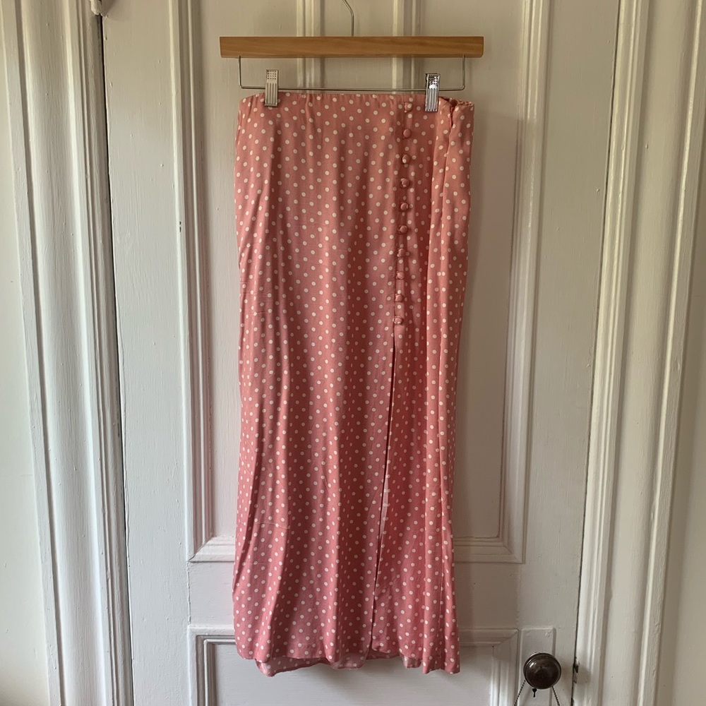 Zara Pink Polka Dot Midi Skirt